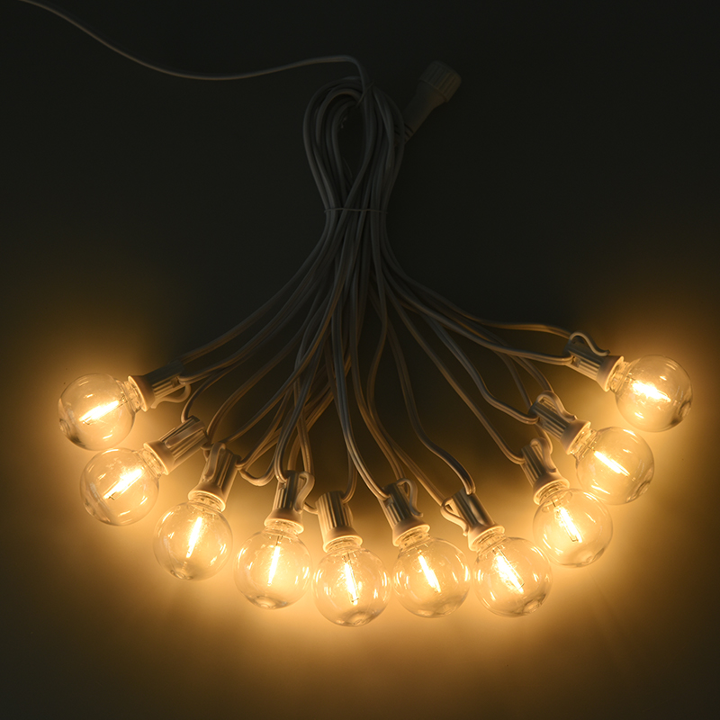 Luzes de corda brancas quentes em espiral G40 E12 (estilo branco)