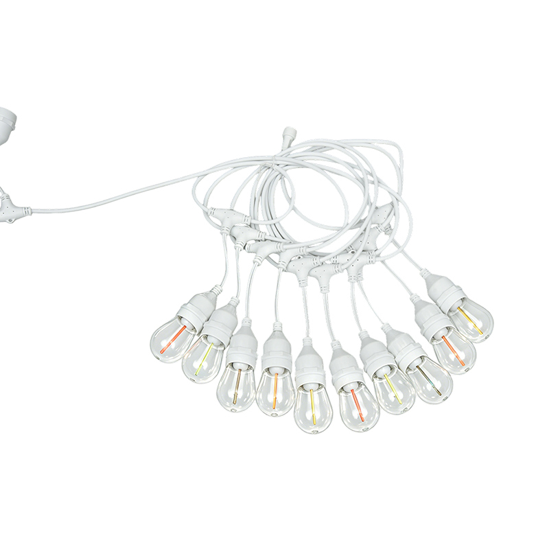 Corda suspensa S14 E27 espiral RGBY corda de luz de meteoro
