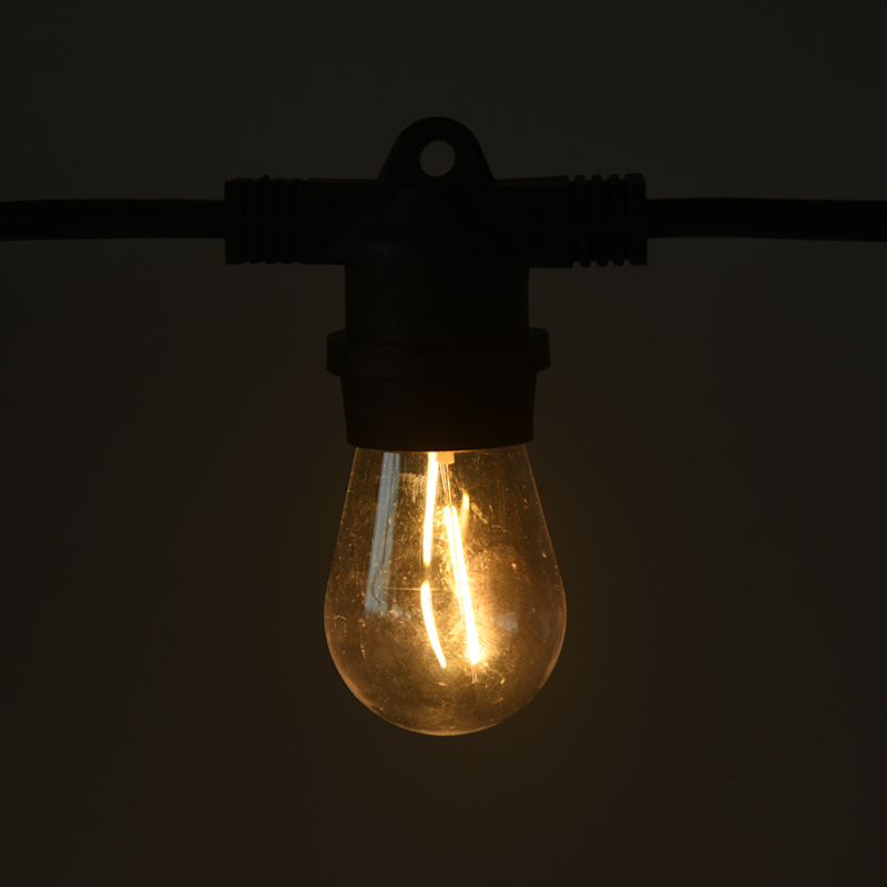 Luzes de corda S14 padrão dos EUA, soquete espiral E26 integrado, luz branca quente, modelo de engenharia resistente
