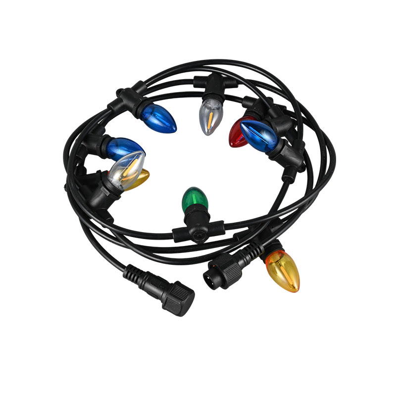 Lâmpada de superfície lisa C7 E12 com base de parafuso colorida luz de corda integrada de 0,5 W