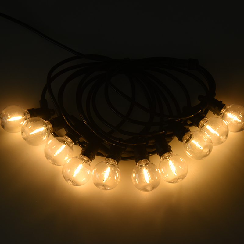 Luz de corda solar integrada G40 (suporte de lâmpada E12, 5 metros 10 luzes)