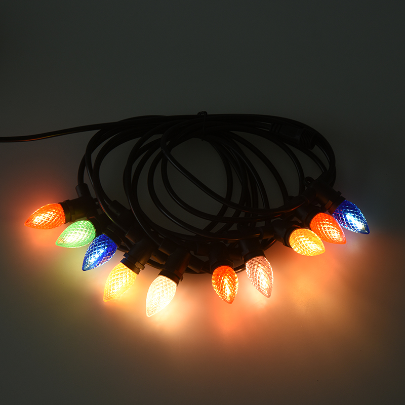 Luz morango C7 E12 com base de parafuso colorida 0,5W luz de corda integrada