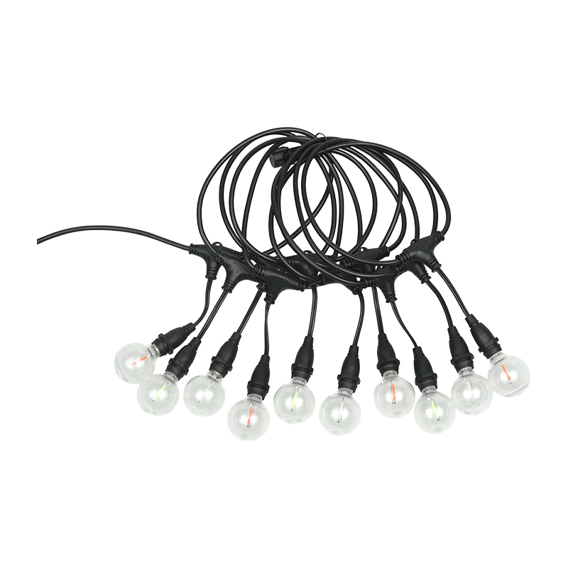 Lâmpada transparente G40 E12 com boca em espiral colorida para pendurar luz de corda
