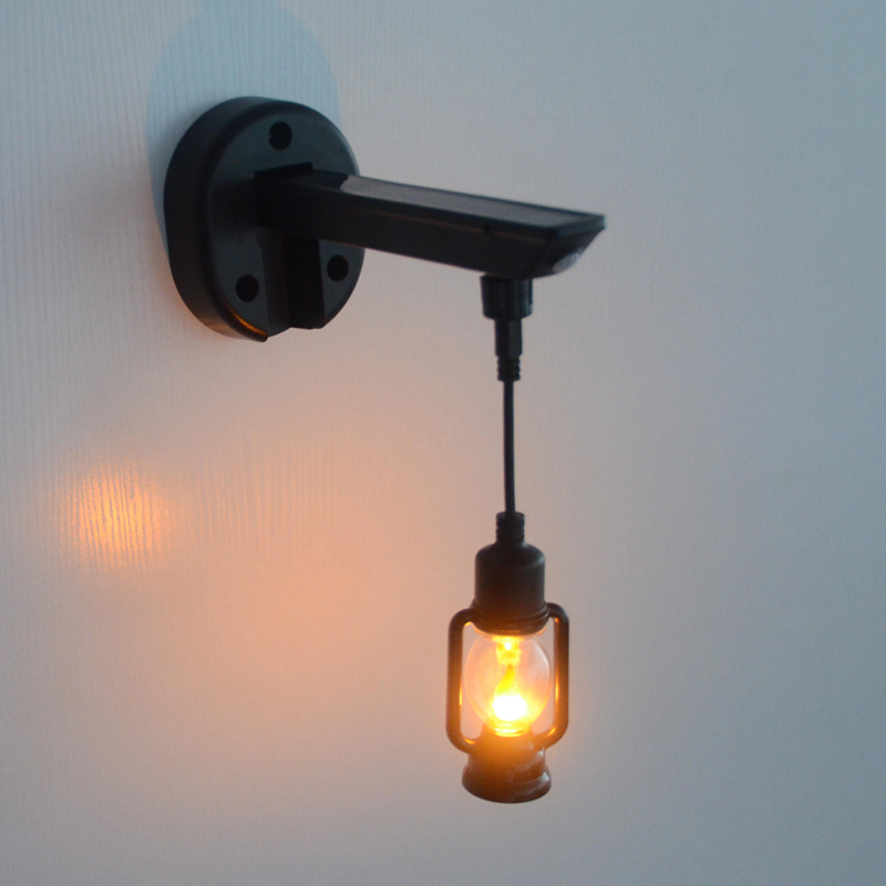 Aplique de parede solar estilo lâmpada de querosene vintage (efeito de chama)