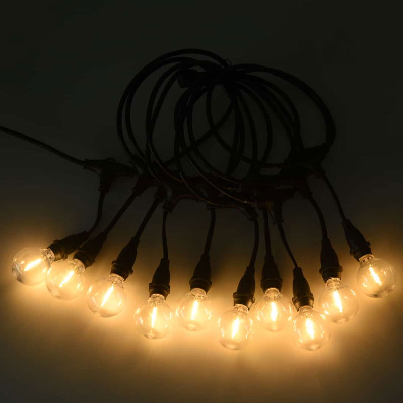 Luz de corda solar tipo pendente G40 (suporte de lâmpada E12, 5 metros 10 luzes)