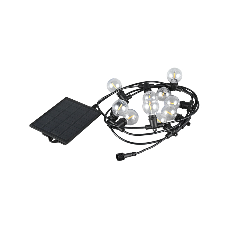 Luz de corda solar integrada G40 (suporte de lâmpada E12, 5 metros 10 luzes)