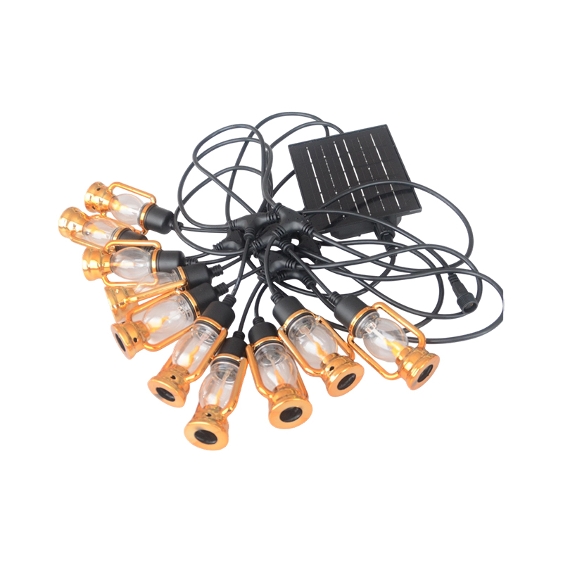 Cordão de luz de chama estilo lanterna de carruagem vintage (ouro, 5 metros 10 luzes)