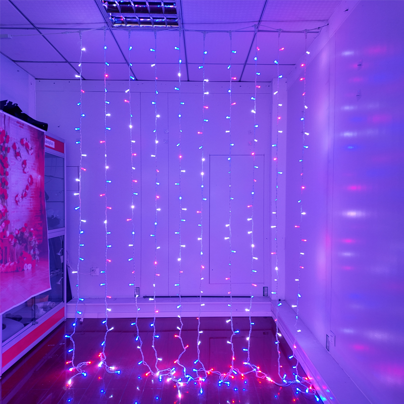 Corda de luz de cortina de controle RGB síncrona de 7 cores